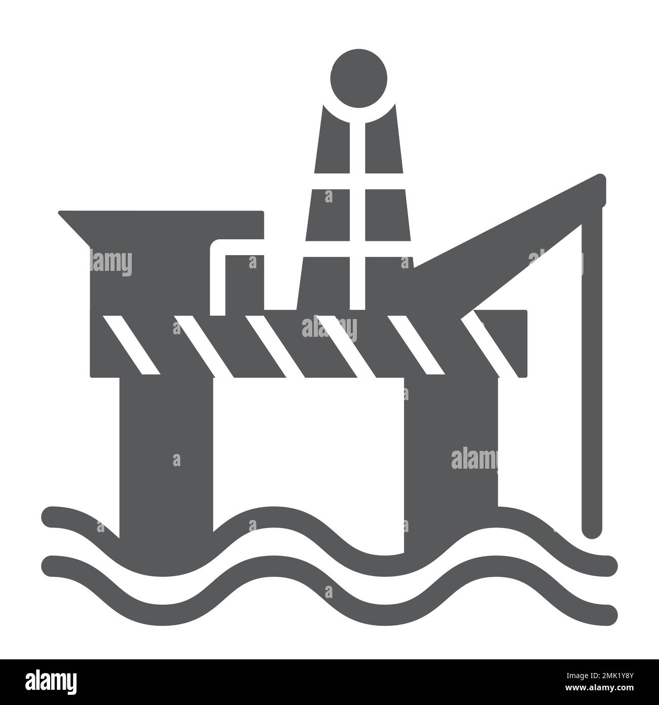 Icône de glyphe de plate-forme pétrolière, industrie et mer, signe de plate-forme pétrolière, graphiques vectoriels, un motif Uni sur fond blanc, eps 10. Illustration de Vecteur