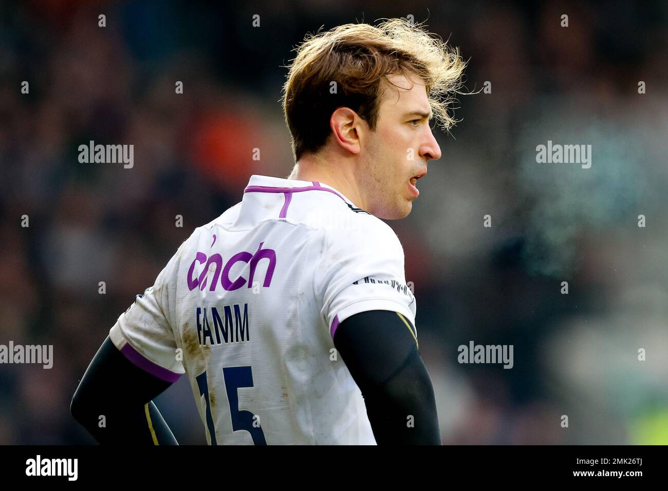 28th janvier 2023 ; Stade Mattioli Woods Welford Road, Leicester, Leicestershire, Angleterre ; Rugby anglais en première, Leicester Tigers contre Northampton Saints ; James Ramm de Northampton Saints Banque D'Images