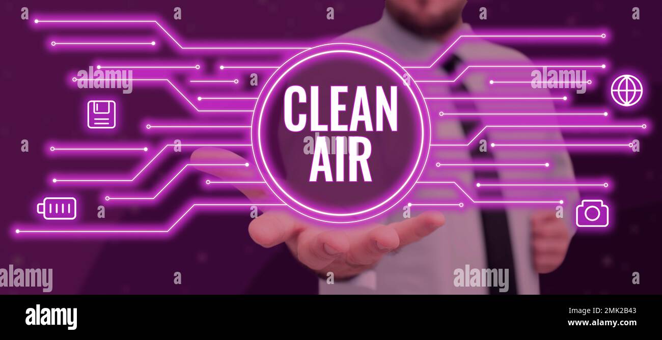 Écriture affichant le texte Clean Air. Air photo conceptuel qui n'a pas de niveaux nocifs de saleté et de produits chimiques dans lui Banque D'Images