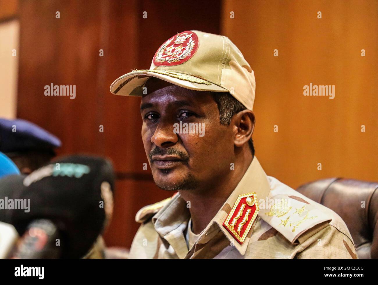 Gen. Mohamed Hamdan Dagalo, the deputy head of the military council speaks  at a press conference in Khartoum, Sudan, Tuesday, April 30, 2019. Sudan's  ruling military council warned protesters against any further “