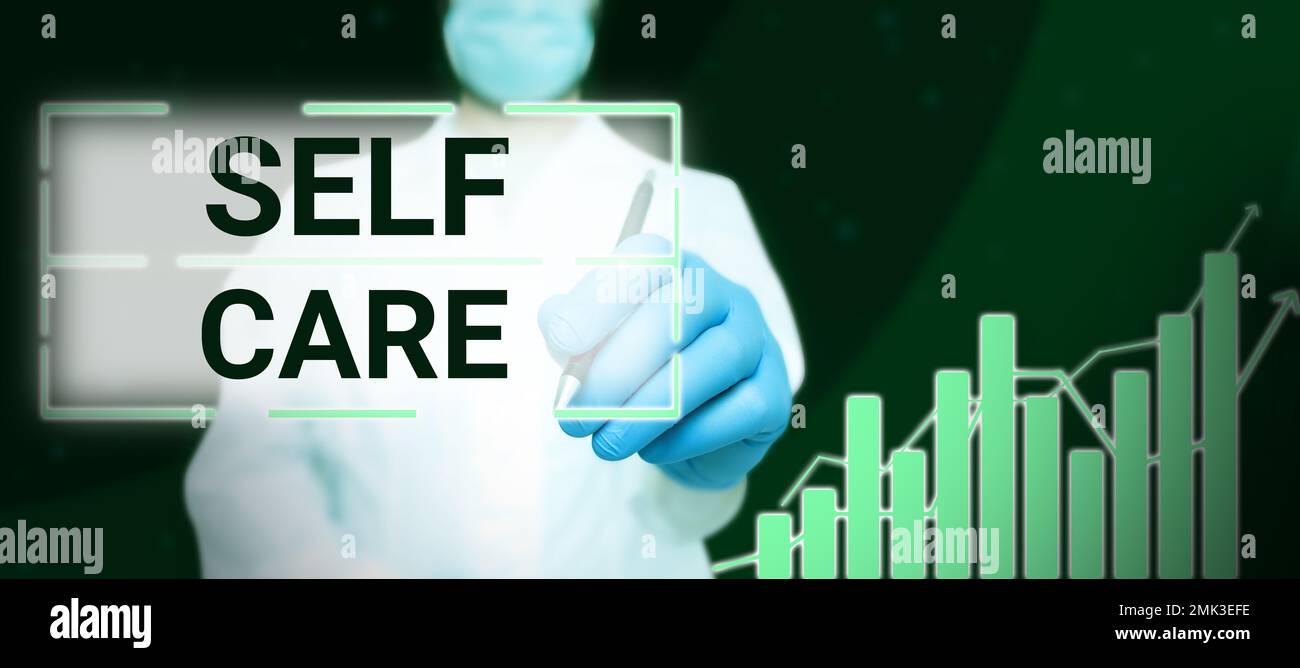 Affiche présentant Self Care. Mot pour donner le confort à votre propre corps sans consultant professionnel Banque D'Images