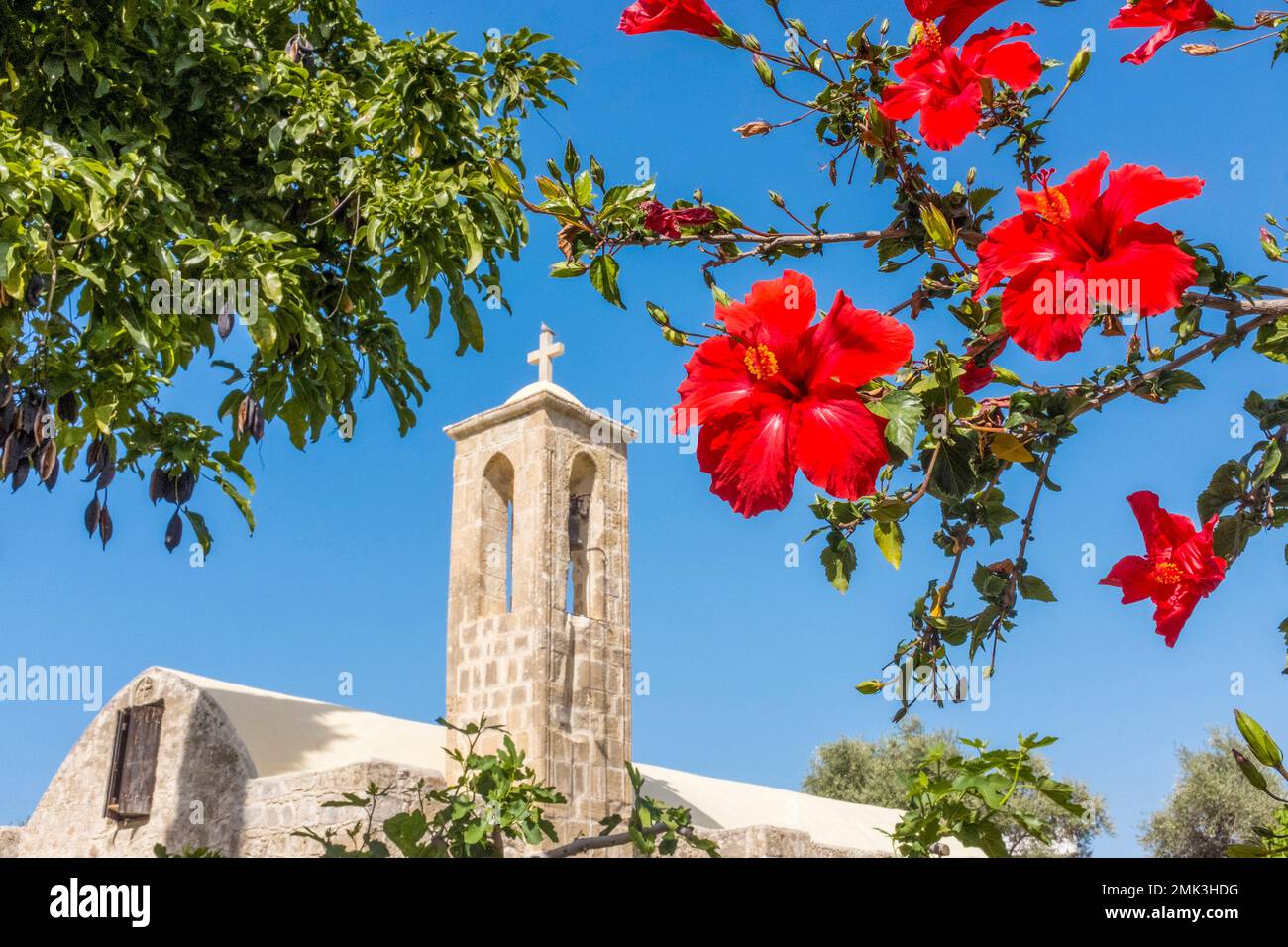 L'église Agia Kyriaki dans le centre de Polis Chrysochou, Chypre Banque D'Images
