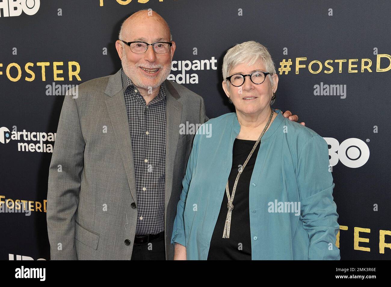 Mark Jonathan Harris, left, and Susan Harris attend the LA premiere of "Foster" at Linwood Dunn Theater on Monday, April 22, 2019, in Los Angeles. (Photo by Richard Shotwell/Invision/AP) Banque D'Images