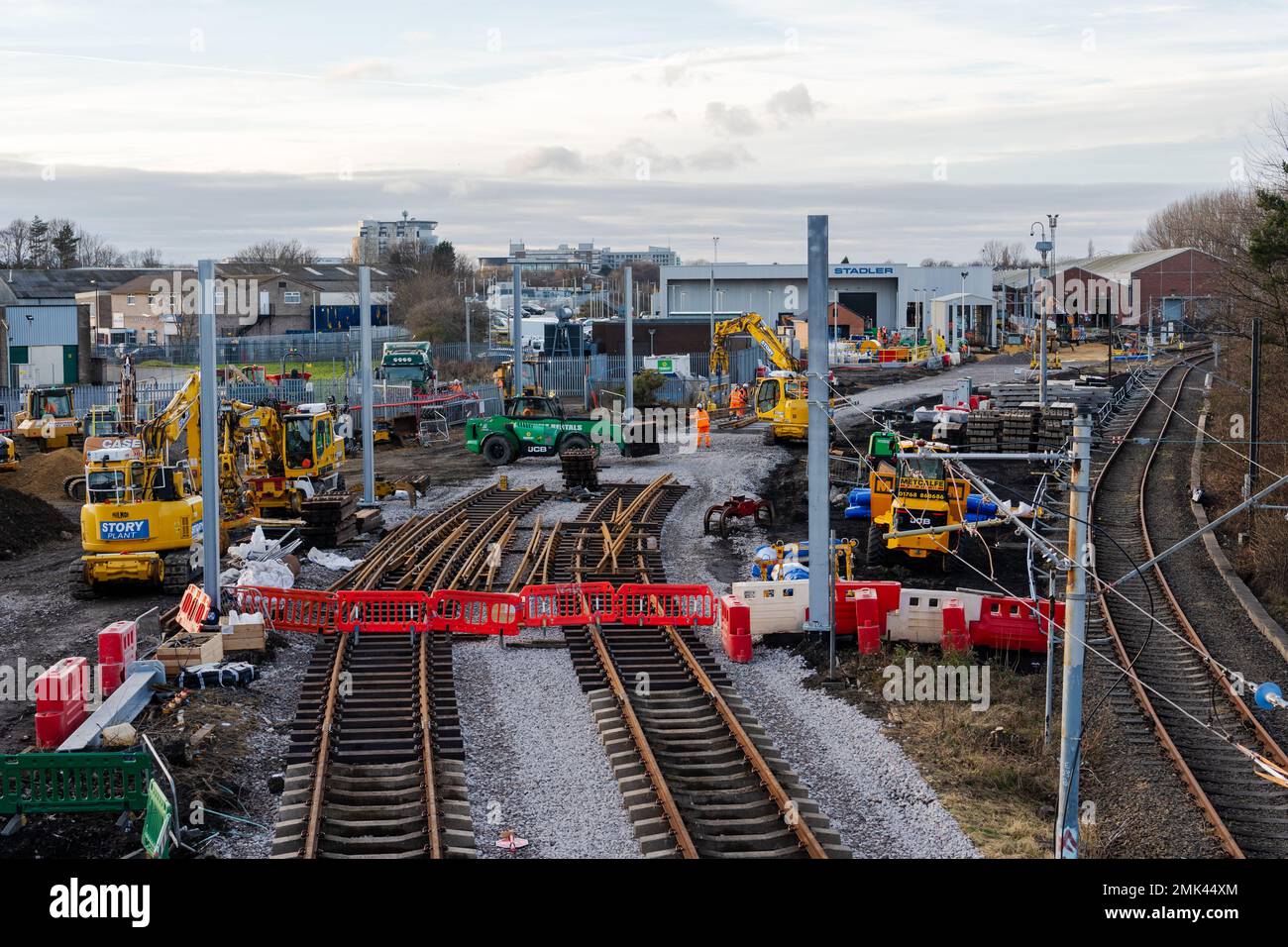 Travaux de construction du nouveau dépôt du métro Tyne and Wear dans la zone de Garden Village de la ville de Newcastle upon Tyne, Royaume-Uni Banque D'Images