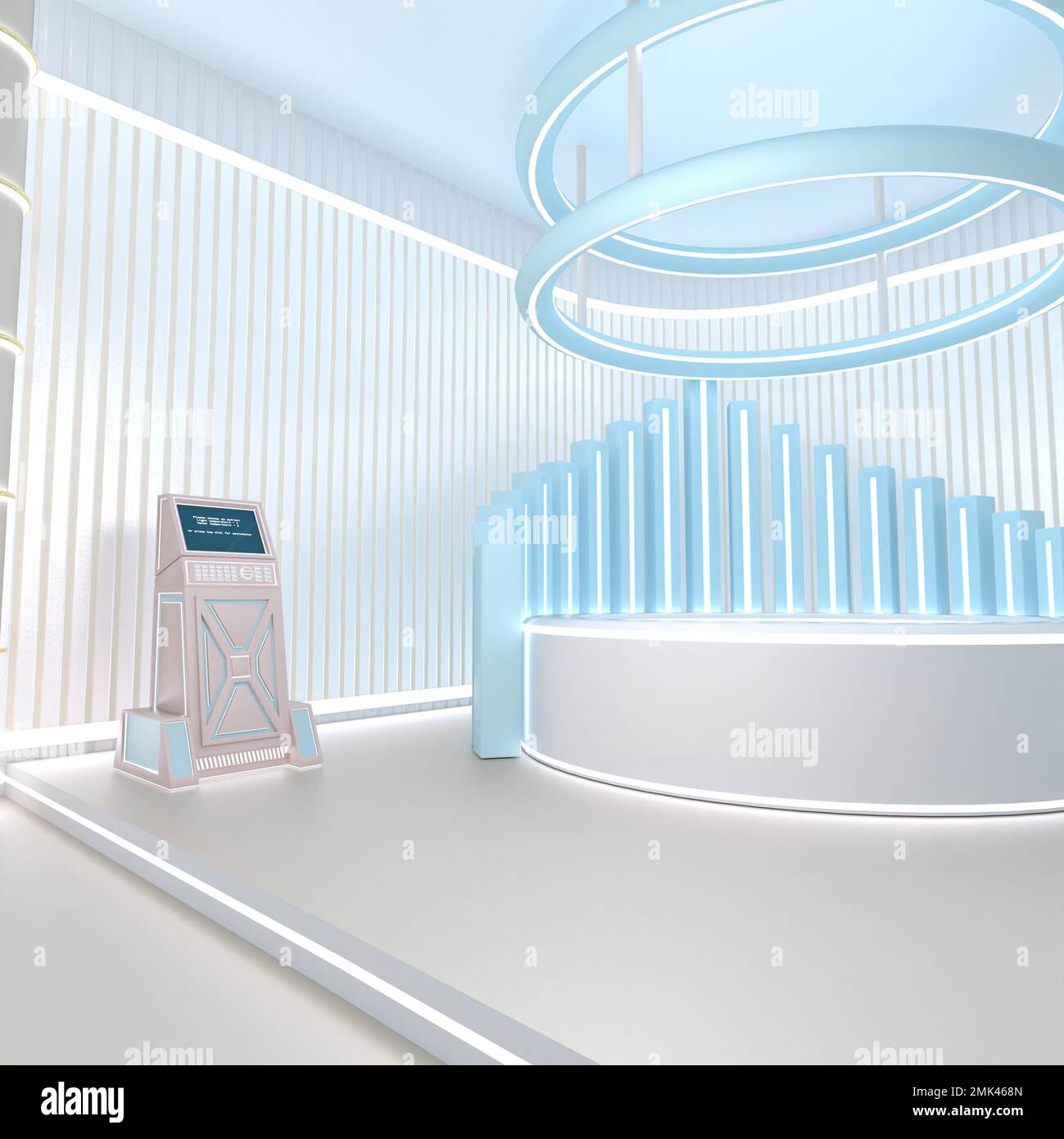 3D-illustration d'un salon de science-fiction moderne sur un vaisseau spatial Banque D'Images