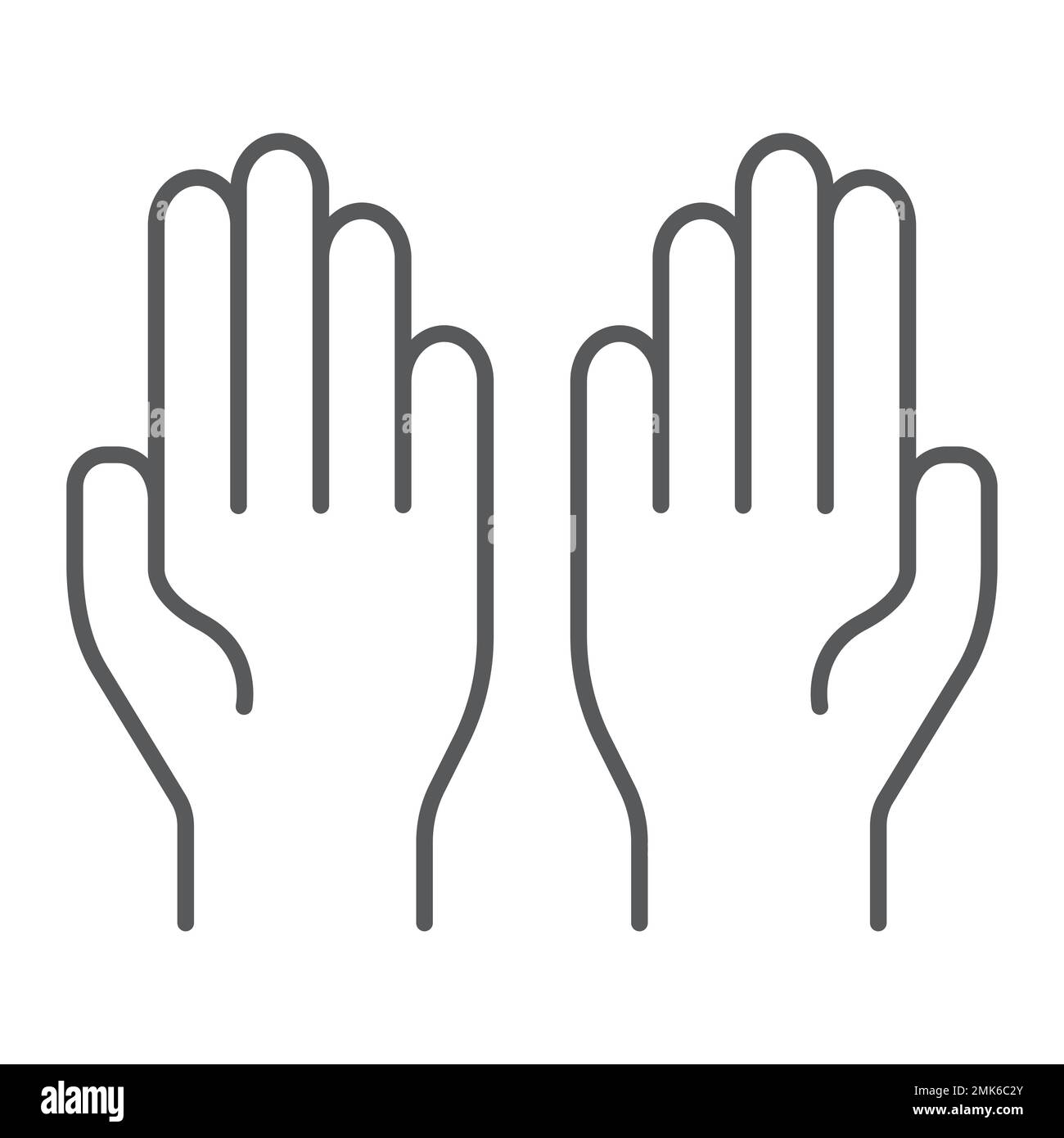 Priez l'icône de ligne mince, la foi et la religion, les mains signe, les graphiques vectoriels, un motif linéaire sur un fond blanc, eps 10. Illustration de Vecteur