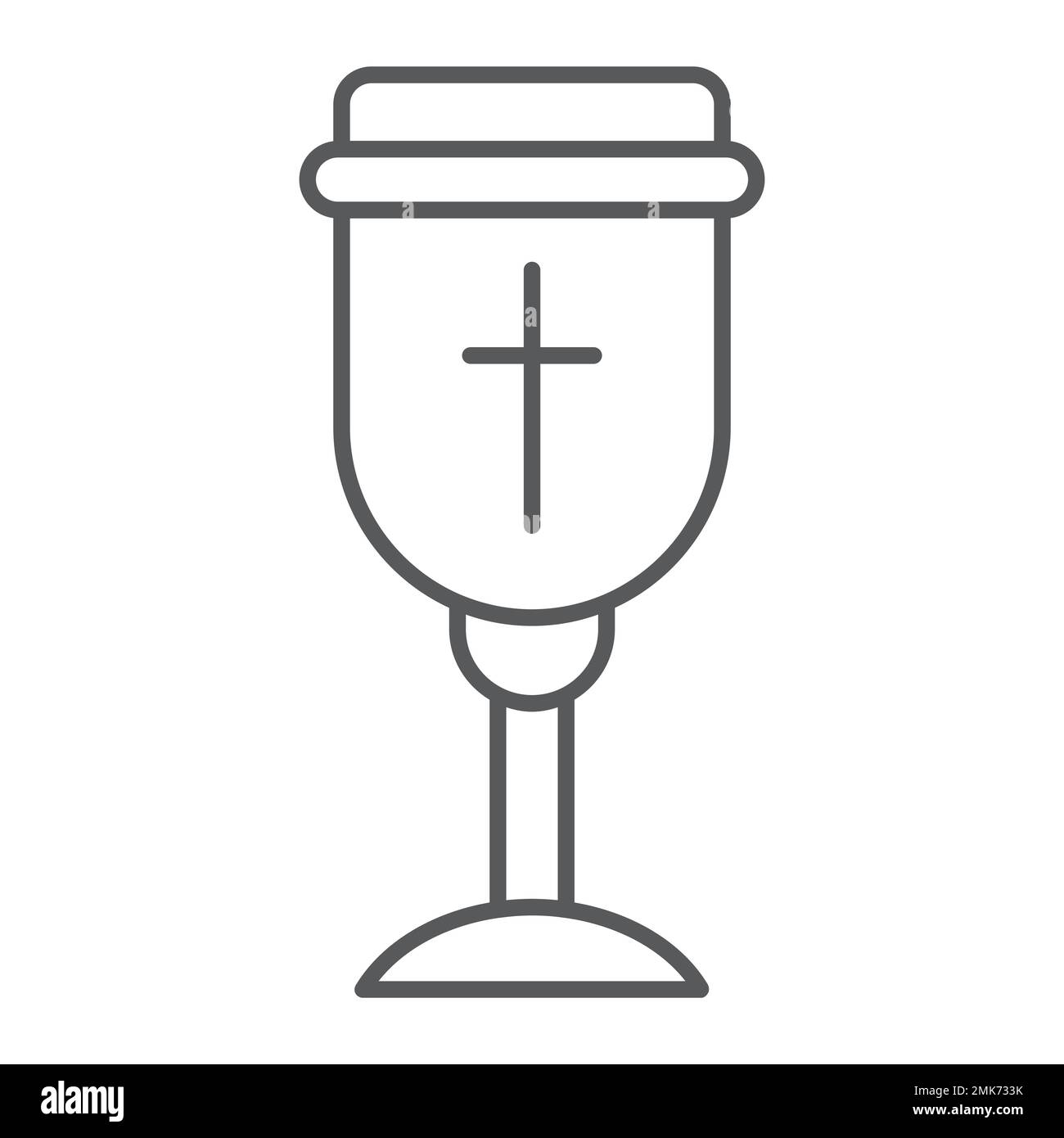 Icône de ligne mince de Saint calice, christian et tasse, signe de goblet, graphiques vectoriels, un motif linéaire sur fond blanc, eps 10. Illustration de Vecteur