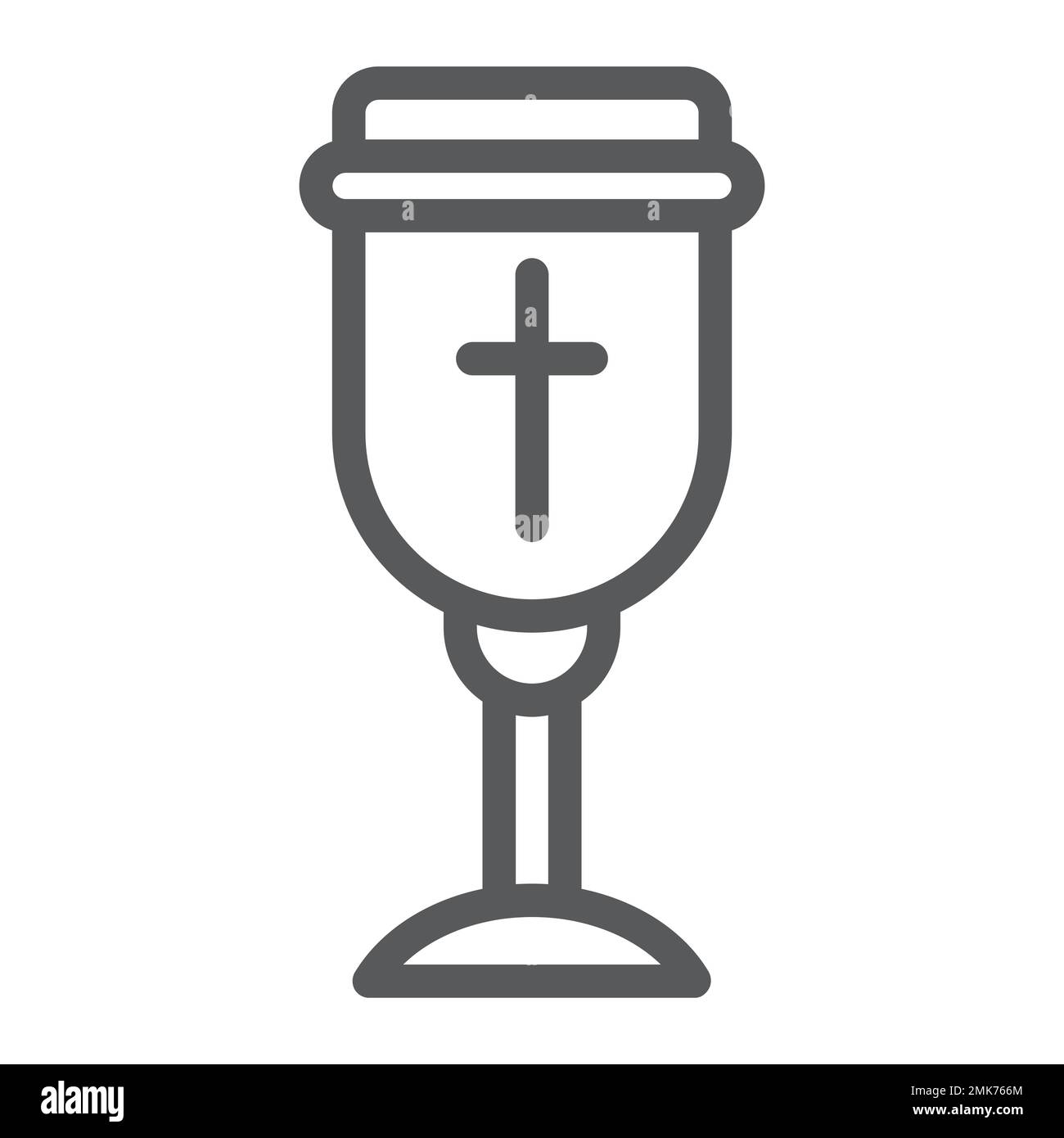 Icône de la ligne de Saint calice, christian et tasse, signe de goblet, graphiques vectoriels, un motif linéaire sur fond blanc, eps 10. Illustration de Vecteur