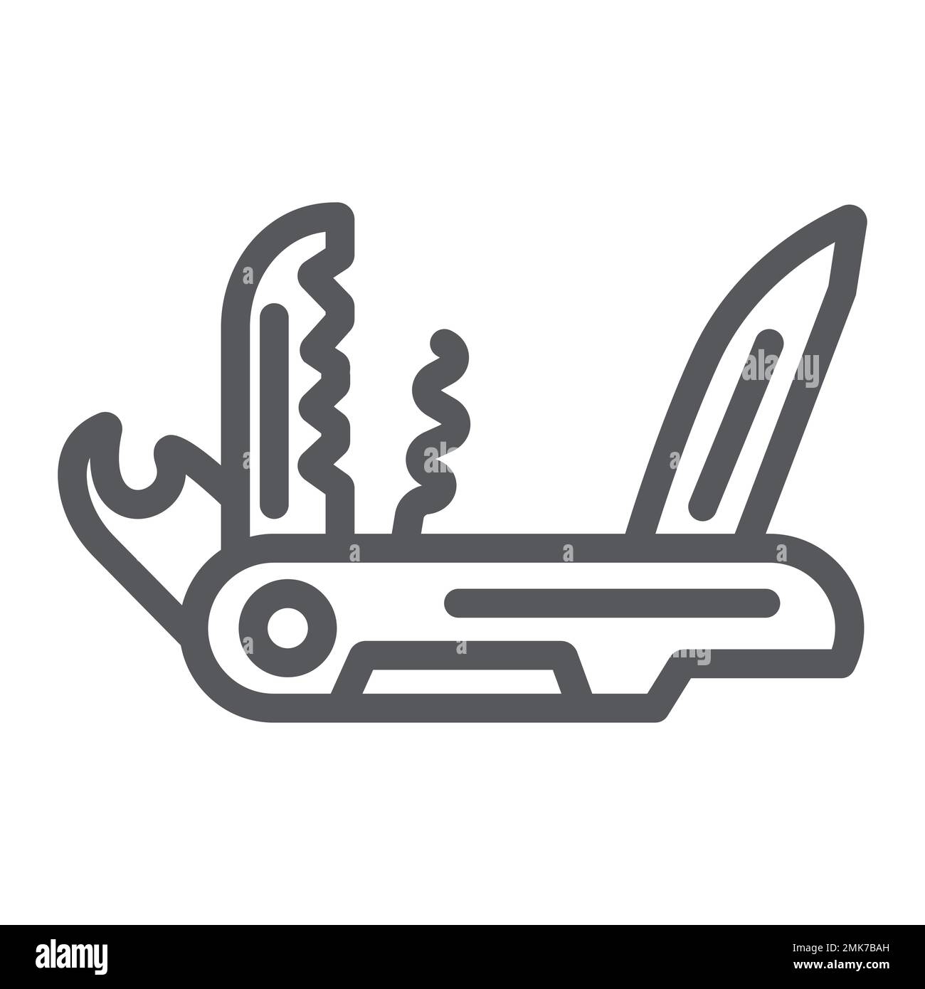 Icône de ligne d'outil multiple, camping et multifonction, symbole de couteau de poche, graphiques vectoriels, un motif linéaire sur un fond blanc, eps 10. Illustration de Vecteur