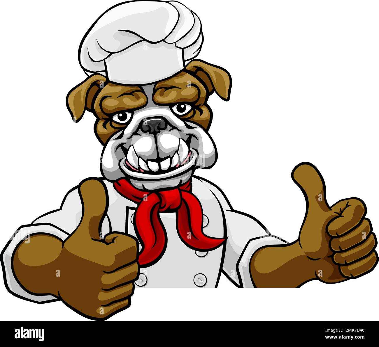 Chef Bulldog Mascot Cartoon signe Illustration de Vecteur