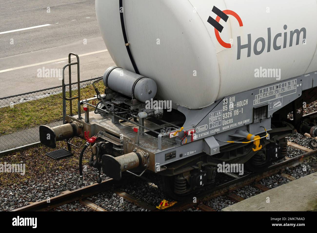 Wagon, transport ferroviaire Holcim Banque D'Images