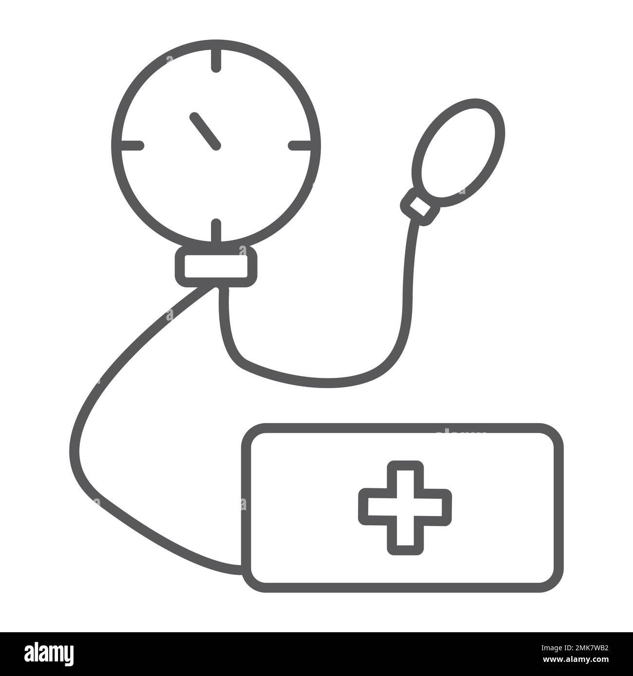 Icône de ligne mince de tonometer, médecine et santé, signe d'outil de mesure, graphiques vectoriels, un motif linéaire sur fond blanc, eps 10. Illustration de Vecteur
