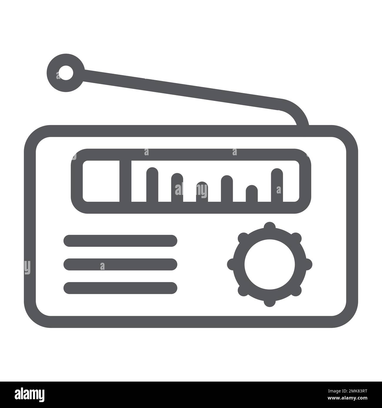 Icône de ligne de récepteur radio, média et diffusion, panneau de haut-parleur, graphiques vectoriels, motif linéaire sur fond blanc, eps 10. Illustration de Vecteur