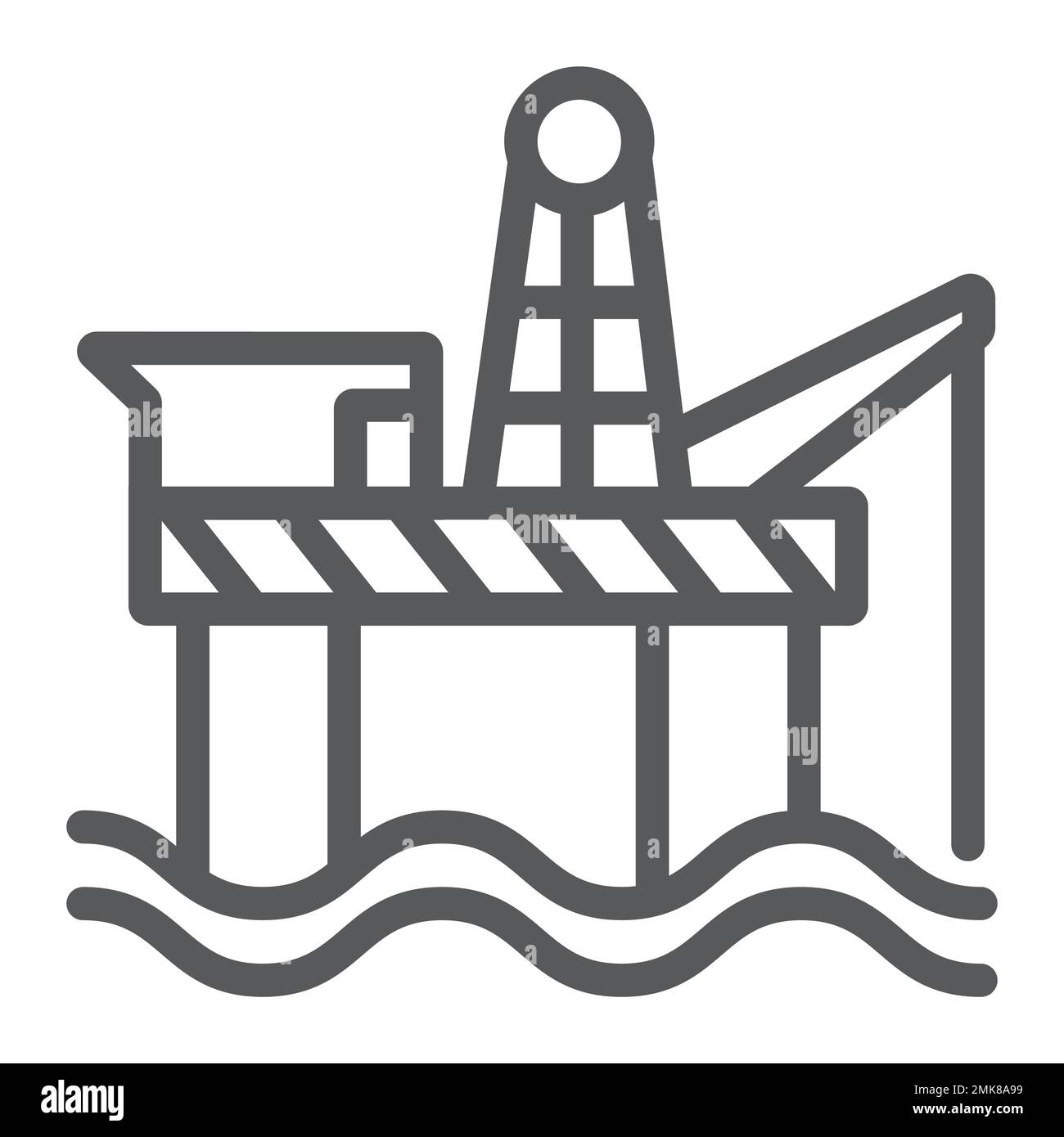 Icône de ligne de forage pétrolier, industrie et mer, signe de plate-forme pétrolière, graphiques vectoriels, un motif linéaire sur un fond blanc, eps 10. Illustration de Vecteur