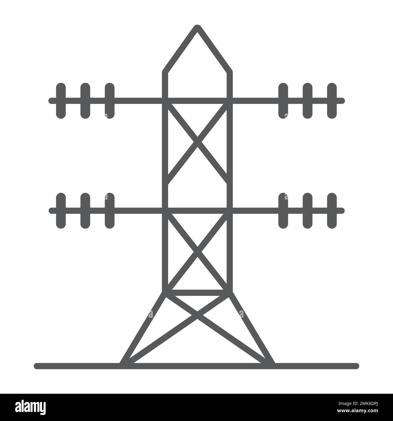 Ligne haute tension icône de ligne mince, énergie et électrique, panneau d'électricité, graphiques vectoriels, un motif linéaire sur un fond blanc, eps 10. Illustration de Vecteur