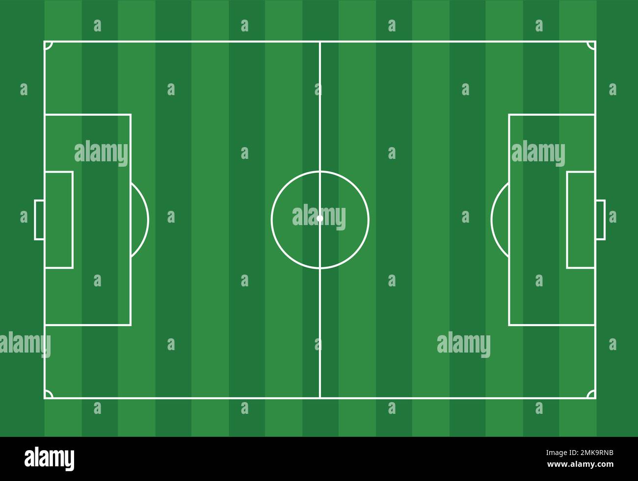 Terrain de football. Sport terrain de football. Stade de football vide avec herbe verte. Terrain de football. Texture verte avec rayures et lignes blanches. Coin, Illustration de Vecteur