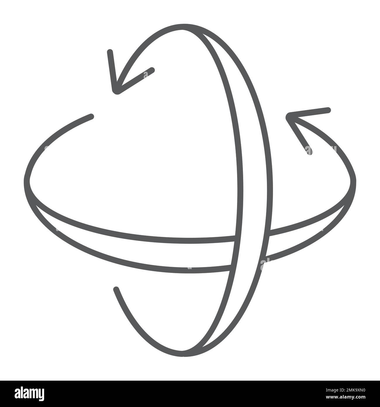 Icône de ligne mince d'axe de rotation, pivot et affichage, signe de rotation, graphiques vectoriels, répétition linéaire sur fond blanc, eps 10. Illustration de Vecteur