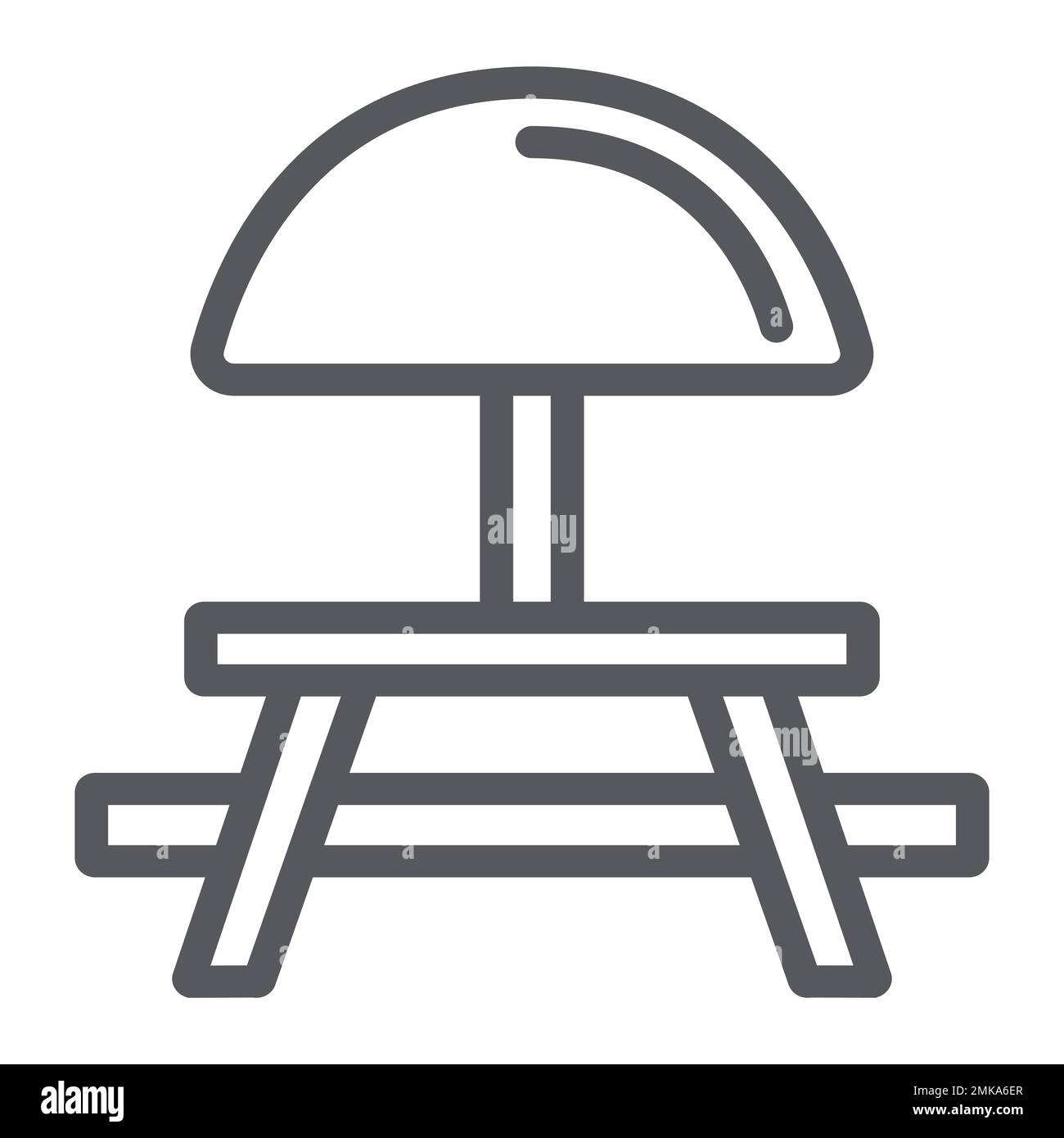 Icône de ligne de table de camping, mobilier et voyage, panneau de table de pique-nique, graphiques vectoriels, un motif linéaire sur fond blanc, eps 10. Illustration de Vecteur