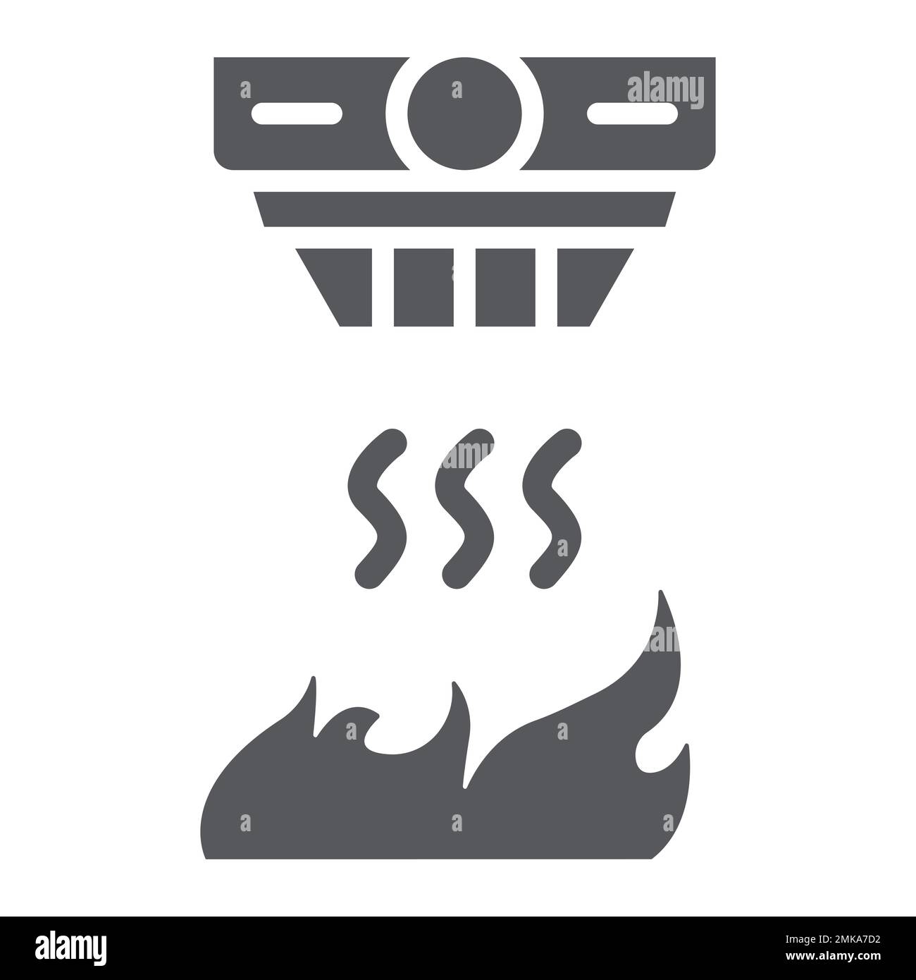 Icône de glyphe de détecteur d'incendie, alarme et équipement, signe de détecteur de fumée, graphiques vectoriels, un motif Uni sur fond blanc, eps 10. Illustration de Vecteur
