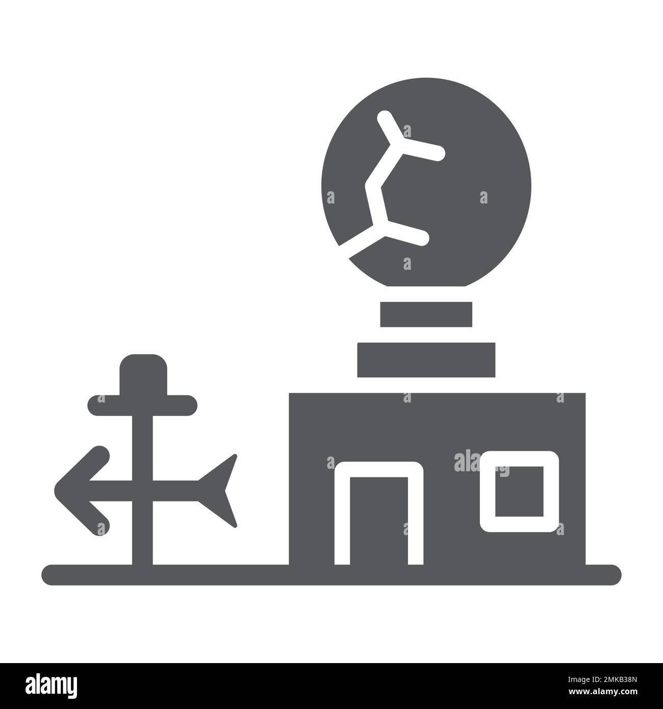 Icône de glyphe de station météorologique, anémomètre et prévisions, signe de station météorologique, graphiques vectoriels, un motif solide sur fond blanc, eps 10. Illustration de Vecteur