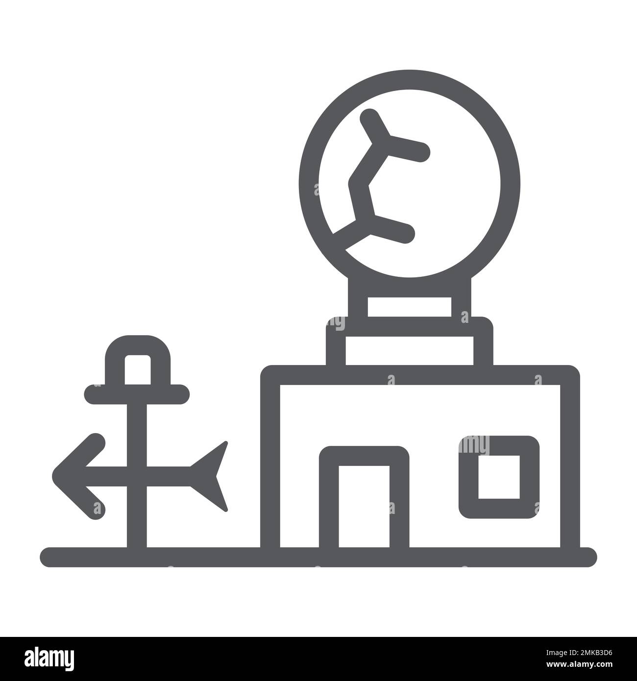 Icône de ligne de station météorologique, anémomètre et prévisions, signe de station météorologique, graphiques vectoriels, un motif linéaire sur fond blanc, eps 10. Illustration de Vecteur