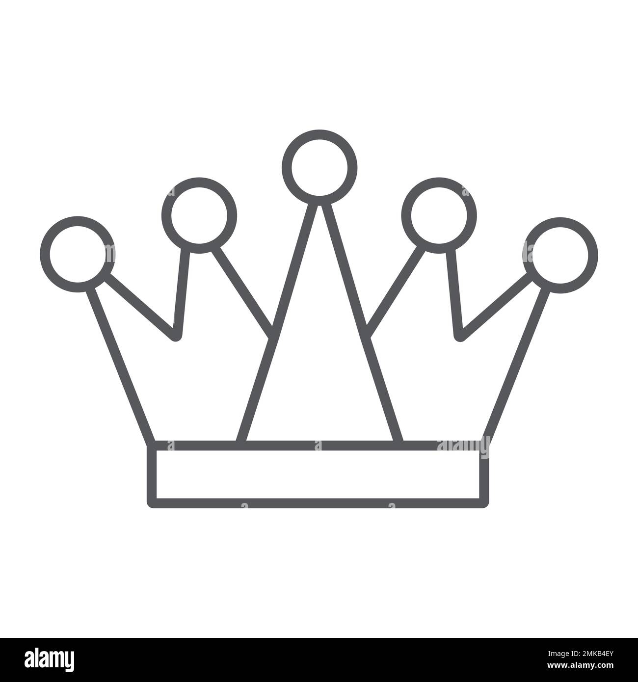 Icône de ligne fine Crown, roi et chef, signe royal, graphiques vectoriels, un motif linéaire sur fond blanc, eps 10. Illustration de Vecteur