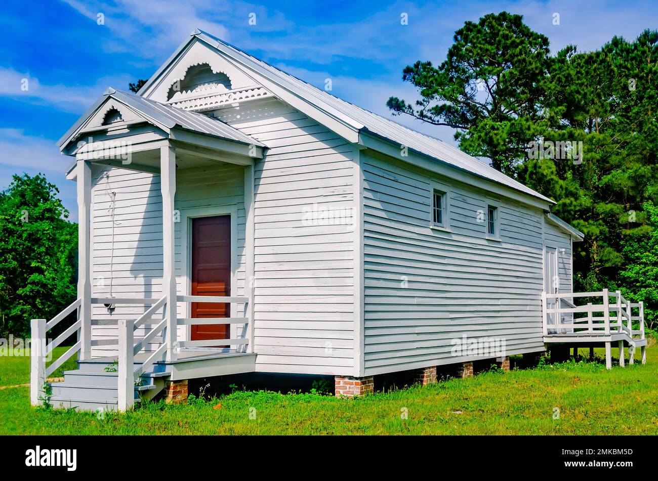 L'école mon Luis Island est photographiée sur l'île mon Louis, à 28 avril 2022, à Coden, en Alabama. L'école historique d'une pièce est en cours de restauration. Banque D'Images