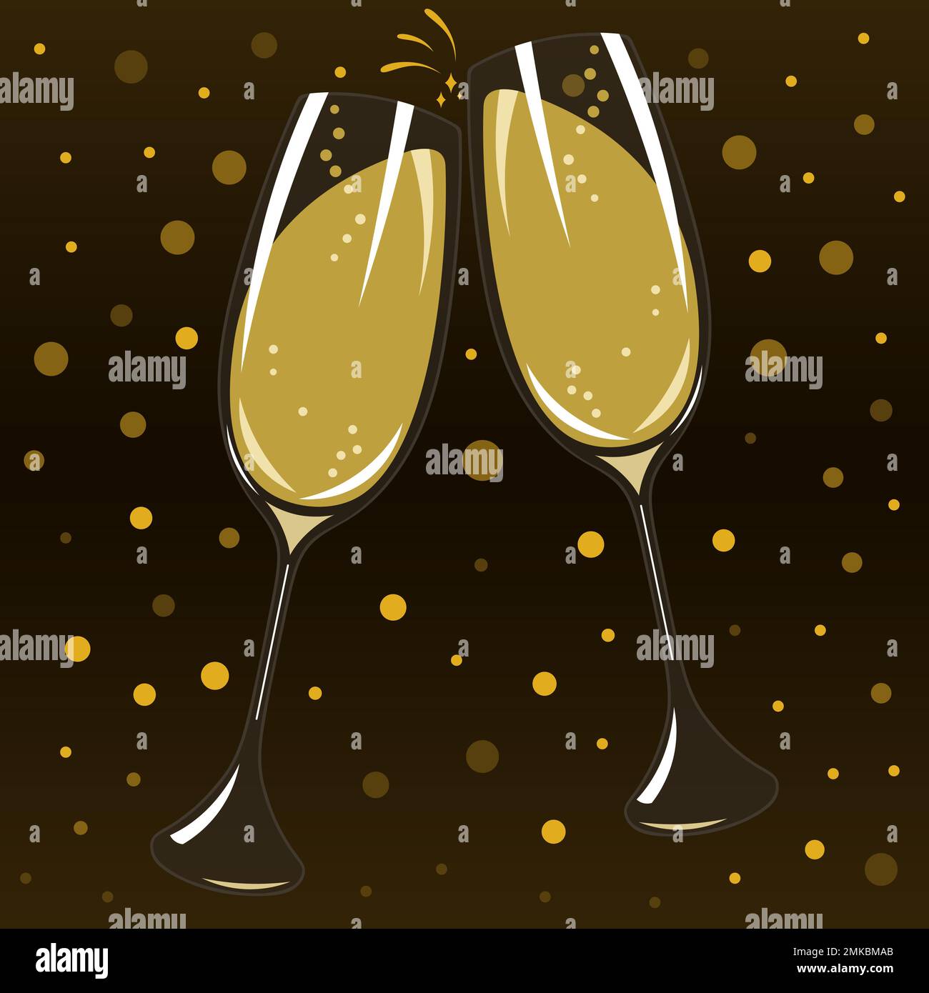 Lunettes à champagne Clink Black Background Vector Illustration de style plat Illustration de Vecteur