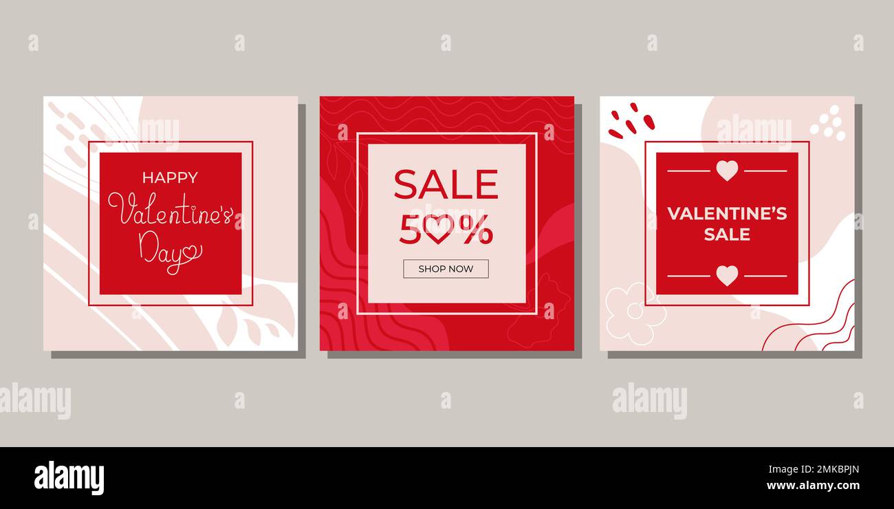 Bannière de ventes de Valentines Marketing réduction Vector Design dans le style contemporain Illustration de Vecteur