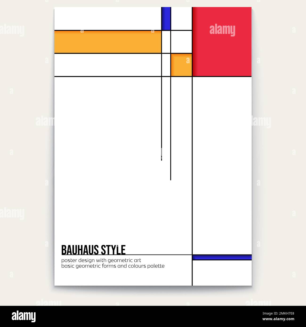 Motif abstrait rétro inspiré du style Piet Mondrian. Conception du couvercle. Modèle de scénario d'affiche Illustration de Vecteur