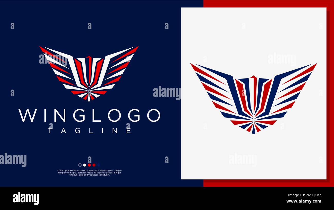 Modèle de conception du logo de l'aile des États-Unis. Logo abstrait en forme d'aile vectoriel. Illustration de Vecteur