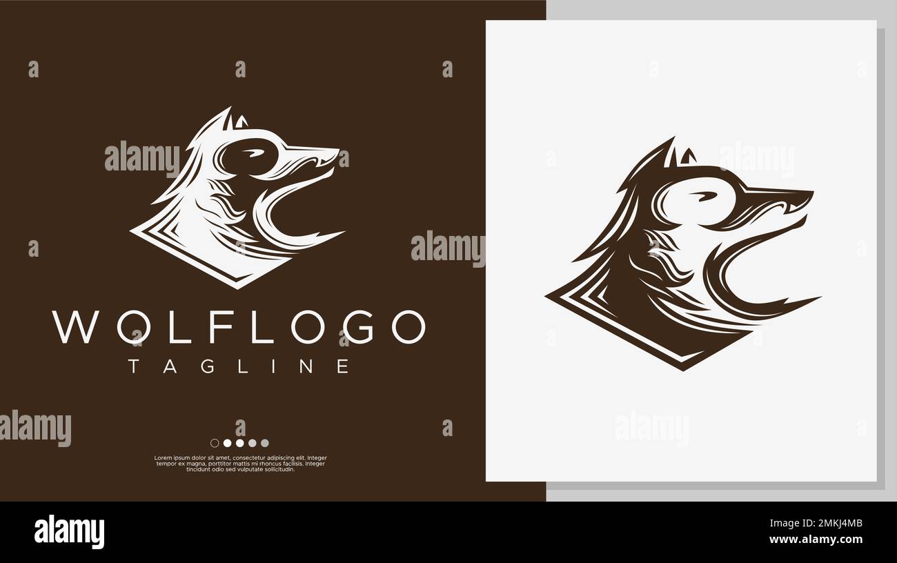 Modèle de conception du logo rétro Wolf. Vecteur de conception du logo Wolf. Illustration de Vecteur
