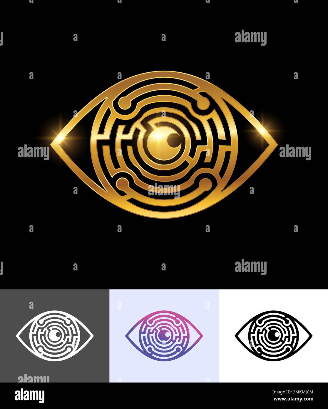 Ensemble d'illustrations vectorielles de symbole Golden Eye Vector Sign Illustration de Vecteur