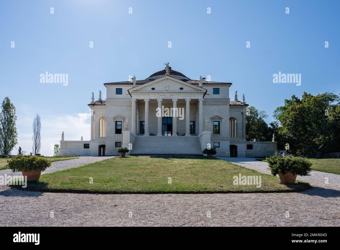 Vicenza, Italie - 13 août 2022: Villa la Rotonda ou Villa Almerico Capra Valmarana façade extérieure par Andrea Palladio, architecte de la Renaissance. Banque D'Images