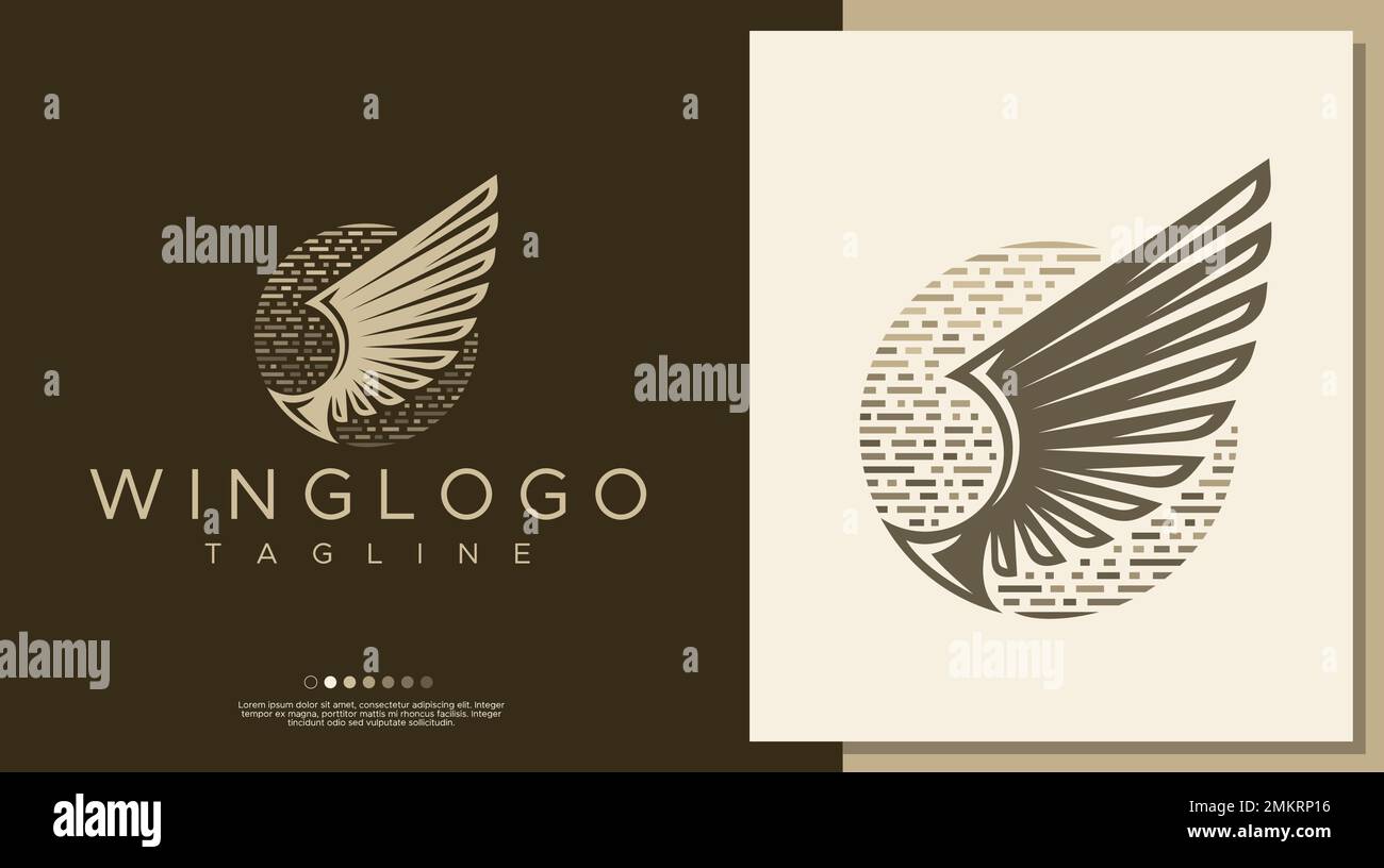 Modèle de conception de logo d'aile vintage. Vecteur de logo d'aile de ligne artistique. Illustration de Vecteur