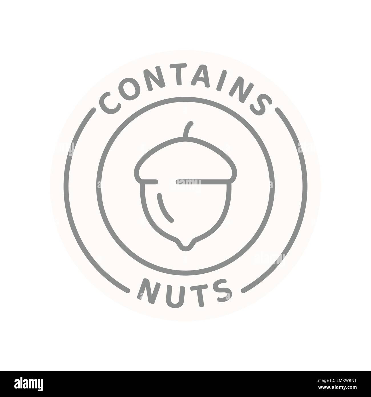 Contient une étiquette de ligne vectorielle NUTS. Insigne d'allergène d'ingrédient alimentaire. Illustration de Vecteur