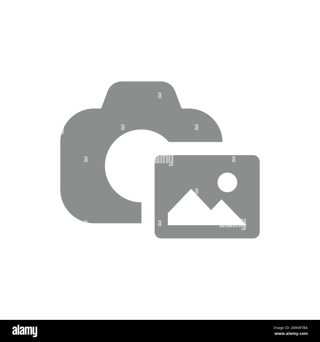 Appareil photo et icône d'image ou d'image. Symboles remplis de galerie, d'album et de photographie. Illustration de Vecteur