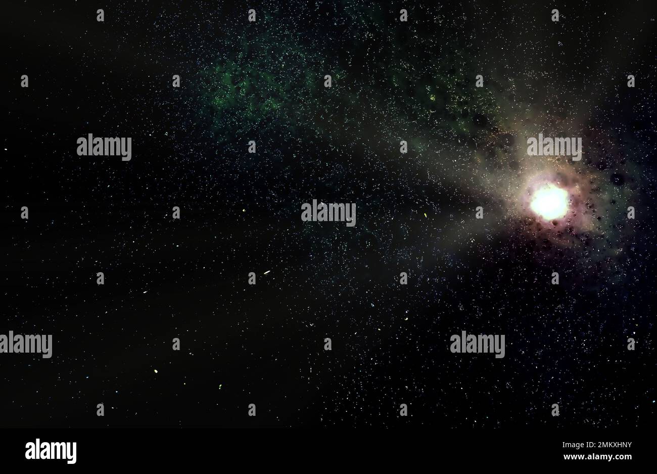 Espace papier peint et arrière-plan. Univers avec étoiles, constellations, galaxies, gaz de nébulosité et nuages de poussière Banque D'Images