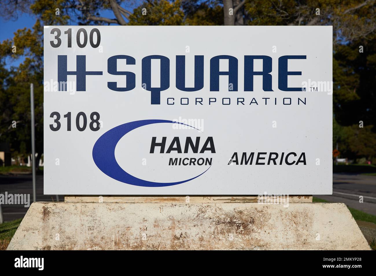 H-Square Corporation (outils et équipements de manutention de substrat de haute qualité), panneau ; Patrick Henry Drive, Santa Clara, Californie Banque D'Images