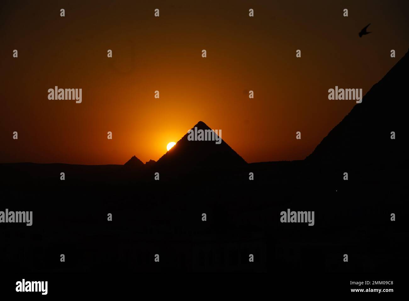 Pyramides au coucher du soleil Banque D'Images