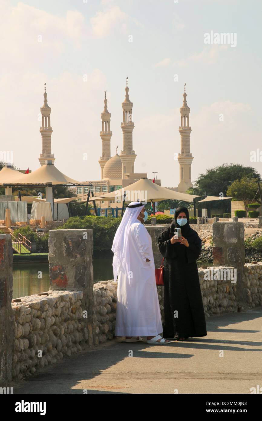 Ras Al Khaimah (RAK) (historiquement Jullfar) est la plus grande ville et capitale de l'émirat de Ras Al Khaimah, Émirats arabes Unis. Banque D'Images