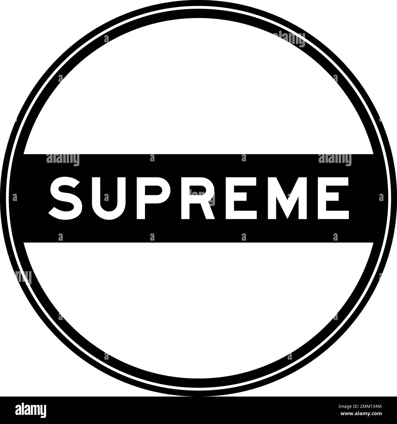 Autocollant de couleur noire à joint rond en mot suprêmes sur fond blanc Illustration de Vecteur