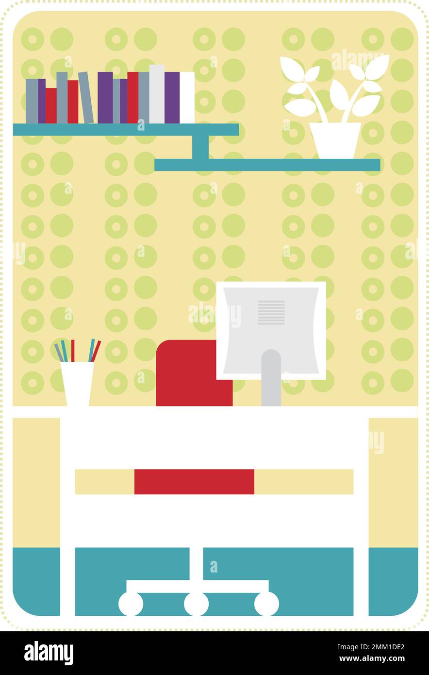 Illustration vectorielle du bureau à domicile. Freelance ou concept d'étude. vecteur plat Illustration de Vecteur