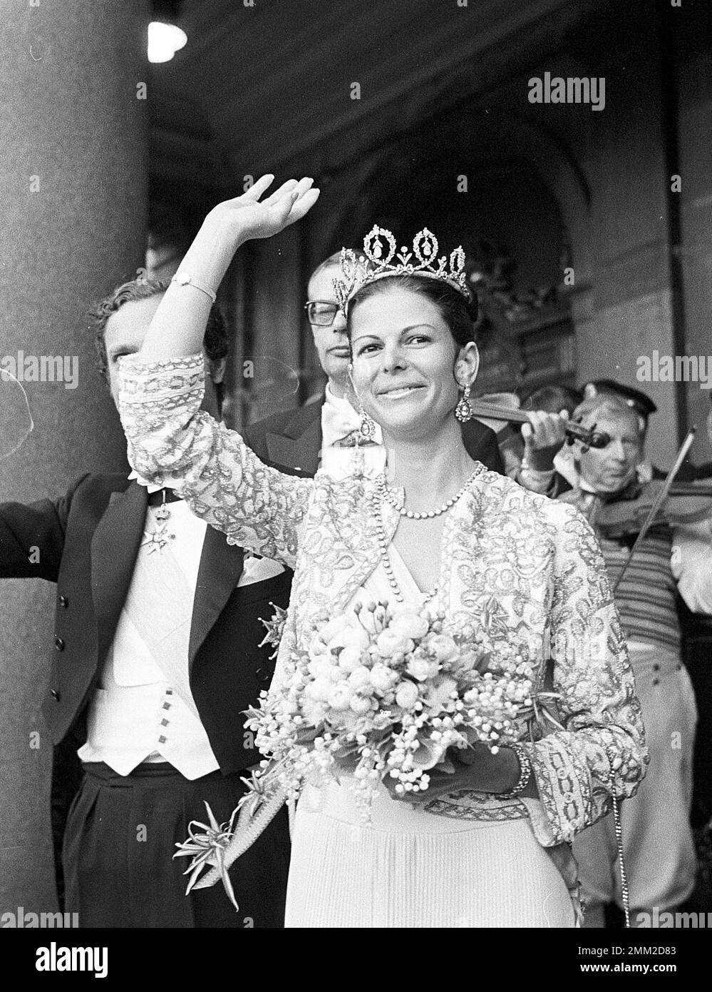 Mariage de Carl XVI Gustaf et Silvia Sommerlath. Carl XVI Gustaf, roi de Suède. Né le 30 avril 1946. Photo dans la soirée la veille de leur mariage lors d'un gala à l'opéra royal de Stockholm le 18 juin 1976. BV55-2 Banque D'Images