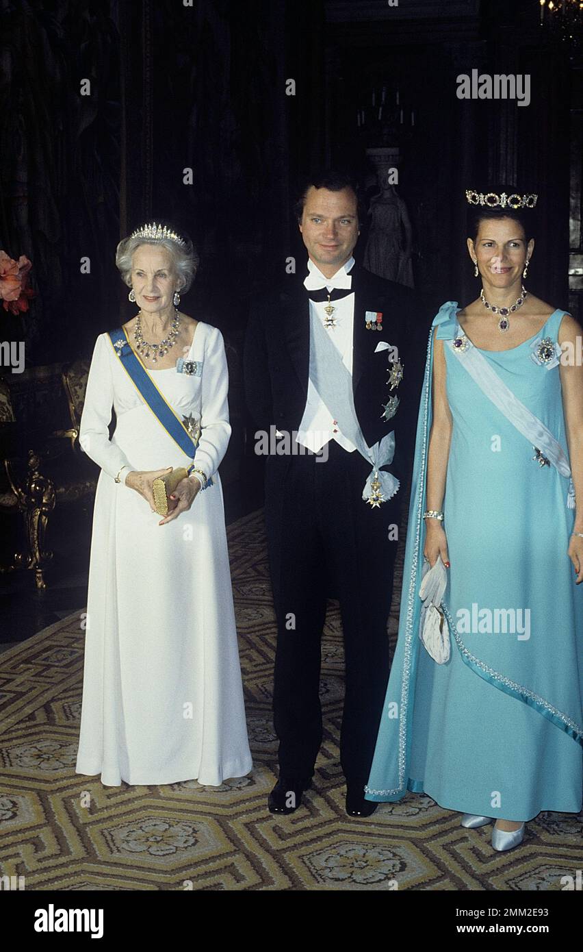 Carl XVI Gustaf, roi de Suède. Né le 30 avril 1946. La reine Silvia et le roi Carl XVI Gustaf, princesse Lilian 1981 Banque D'Images