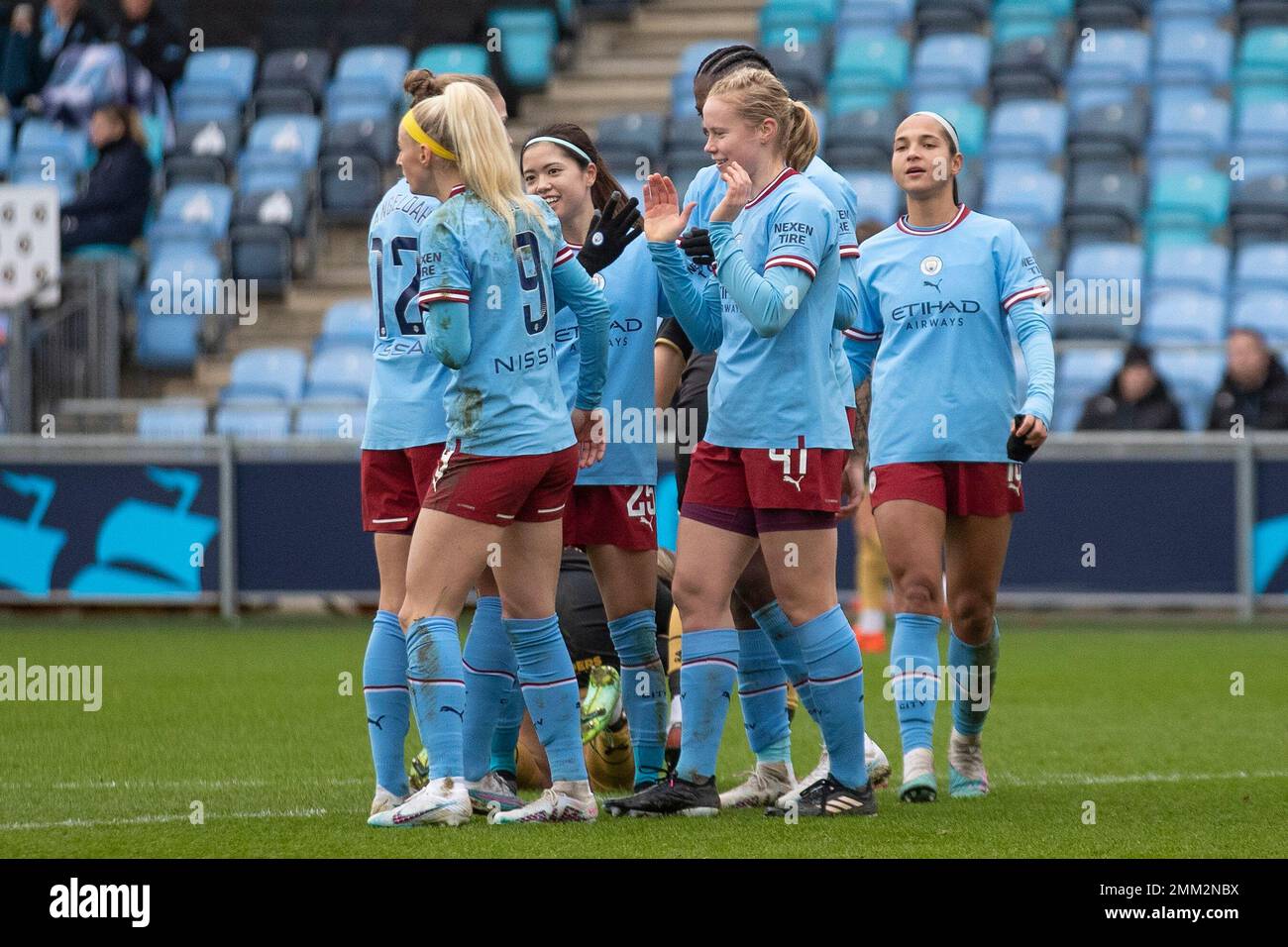 Manchester, Royaume-Uni. 28th janvier 2023. Julie Blakstad #41 de Manchester City célèbre son but lors du match rond féminin de la coupe FA 4th entre Manchester City et Sheffield United au stade Academy de Manchester le samedi 28th janvier 2023. (Crédit : Mike Morese | MI News) crédit : MI News & Sport /Alay Live News Banque D'Images