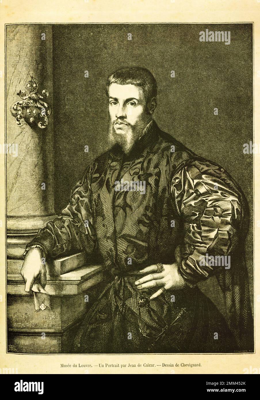 Portrait de Jan van Calcar, peintre italien. Il est né vers 1499 à Kleve, en Allemagne, et est mort en 1546 à Naples, en Italie. Illustration publiée dans le Mag Banque D'Images