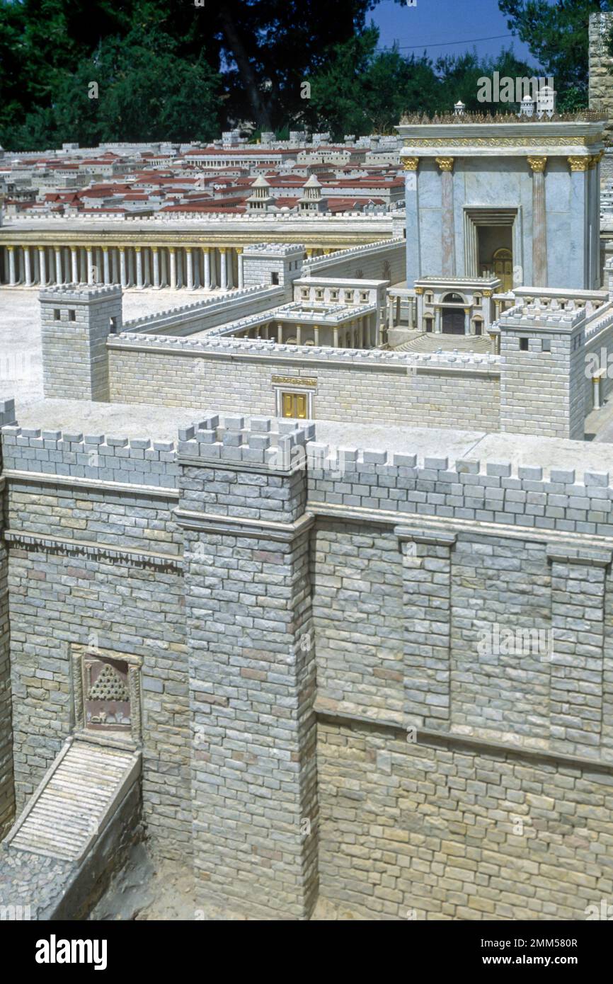 Le temple de Jérusalem, Hérode MODÈLE HOLY LAND HOTEL JÉRUSALEM ISRAËL Banque D'Images