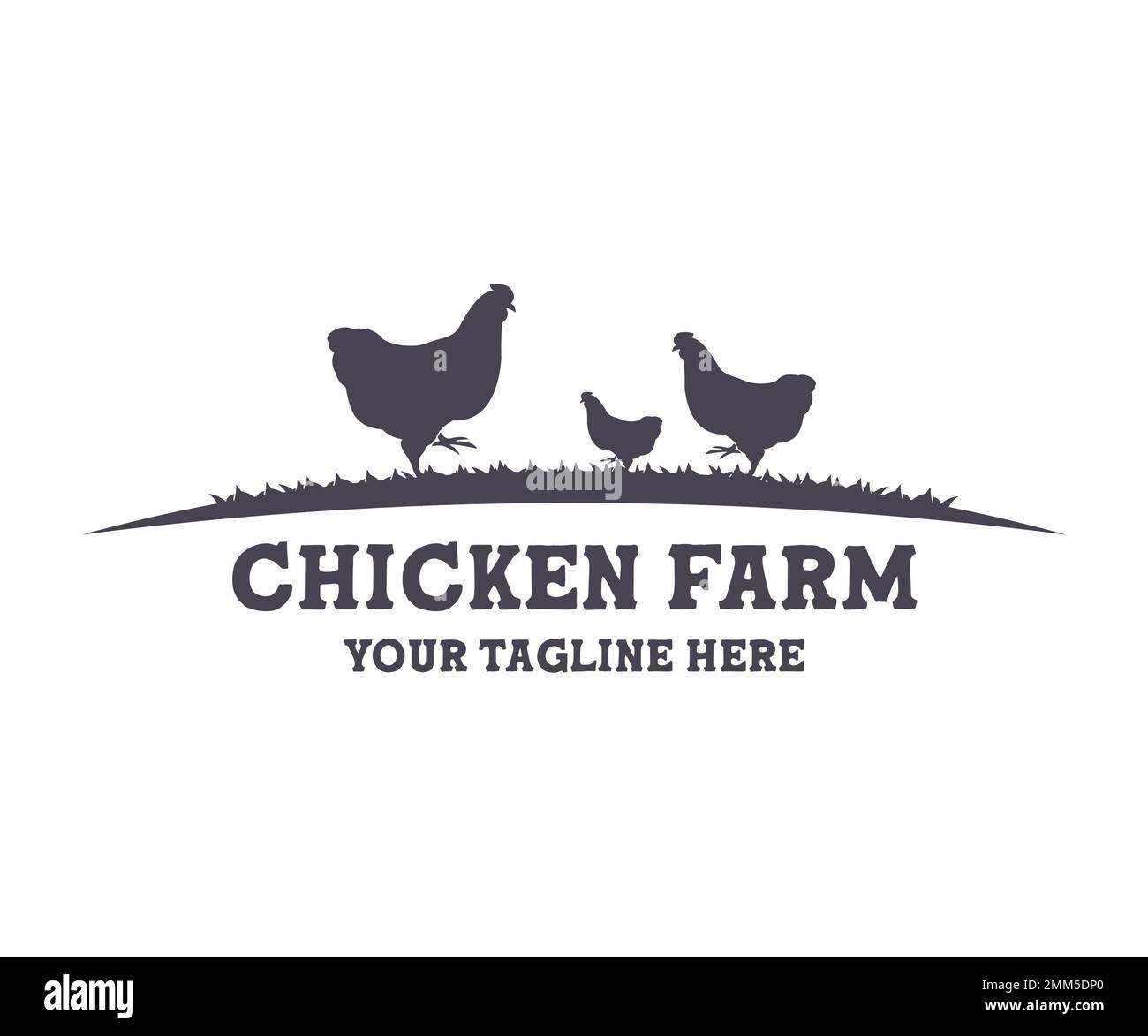 Ferme de poulet, bétail, ferme classique logo. Agriculture minimale, agriculture, élevage de poulets, alimentation de poulets. Conception de vecteur avicole. Illustration de Vecteur