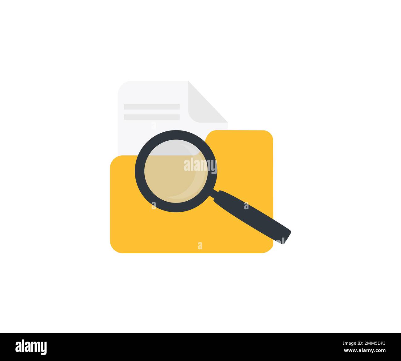 Rechercher un document de fichier de recherche, un dossier de fichiers. Utilisation de la loupe et recherche de logos de fichiers. Archivage de documents, concept commercial de la signature de portefeuille. Illustration de Vecteur